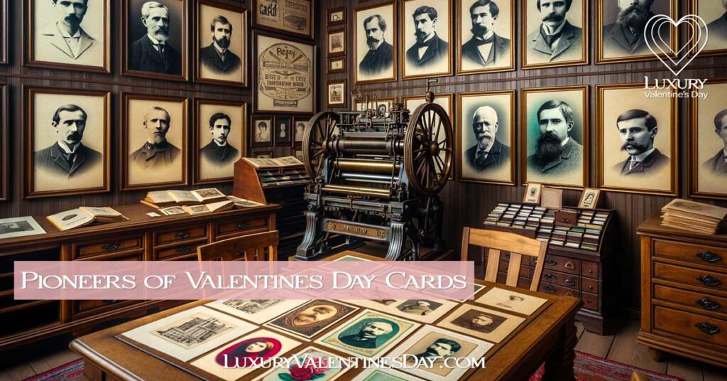Vintage Study with Portraits of Greeting Card Pioneers | Luxury Valentine's