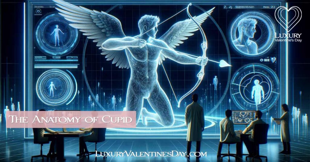 Futuristic Lab with Holographic Cupid Interface | Luxury Valentine's Day