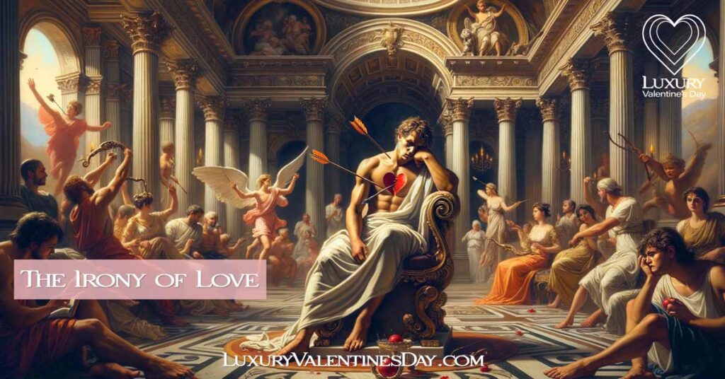 Cupid Pensively Seated in a Grand Roman Palace | Luxury Valentine's Day