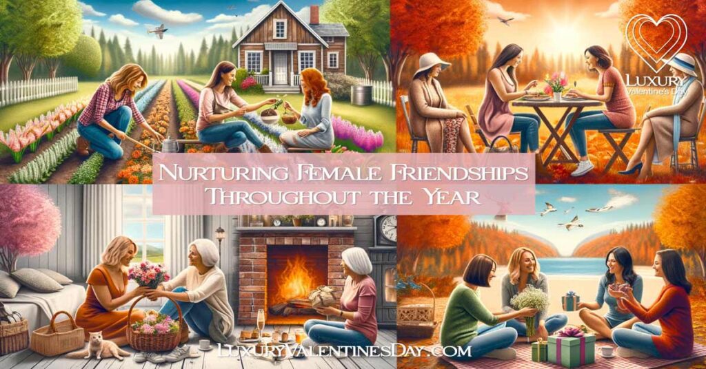 Four seasonal scenes of female friendships | Luxury Valentine's