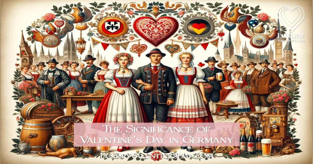 Traditional German Valentine's Day with couples in historical attire. | Luxury Valentine's Day