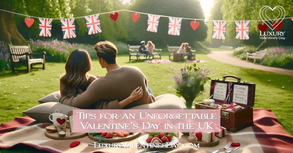 Couple in the UK enjoying a romantic picnic and planning Valentine's Day. | Luxury Valentine's Day