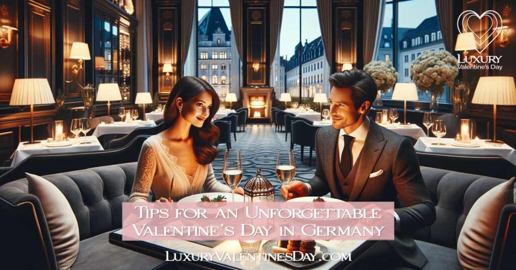 Couple having a candlelit dinner in a luxury German restaurant. | Luxury Valentine's Day