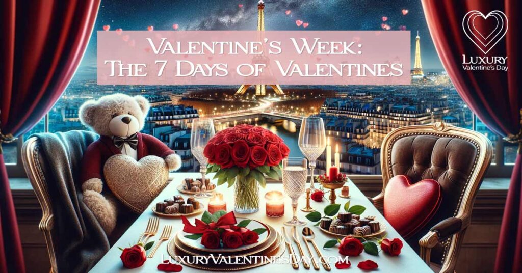 Valentine's Week : A tapestry of romance featuring the 7 symbols of love for each day of Valentine Week. | Luxury Valentine's Day