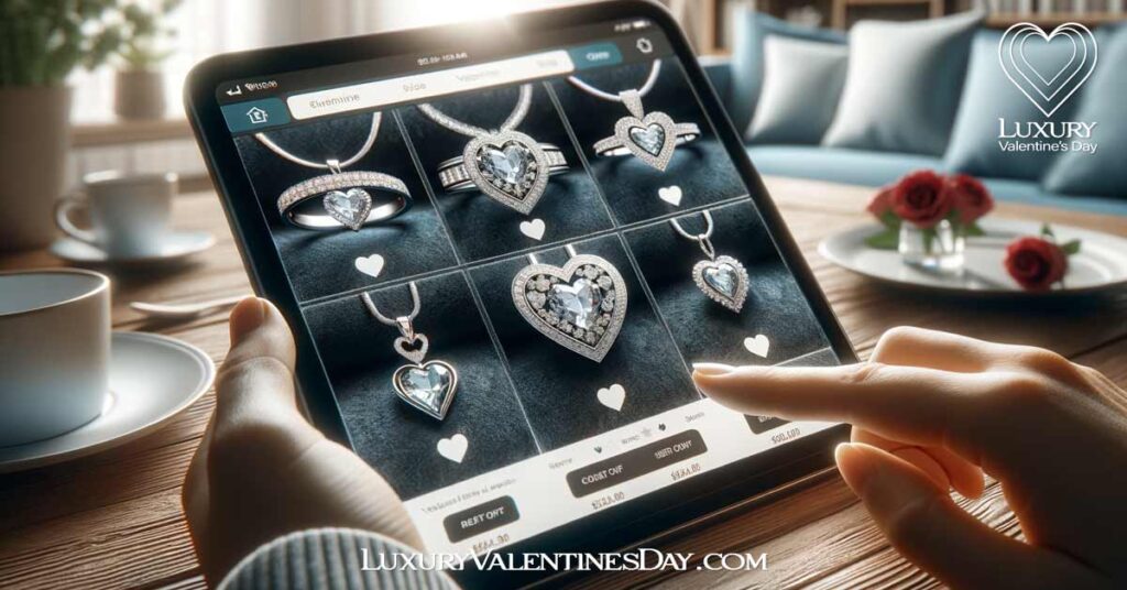 Close-Up of Online Valentine's Day Jewelry Selection | Luxury Valentine's Day