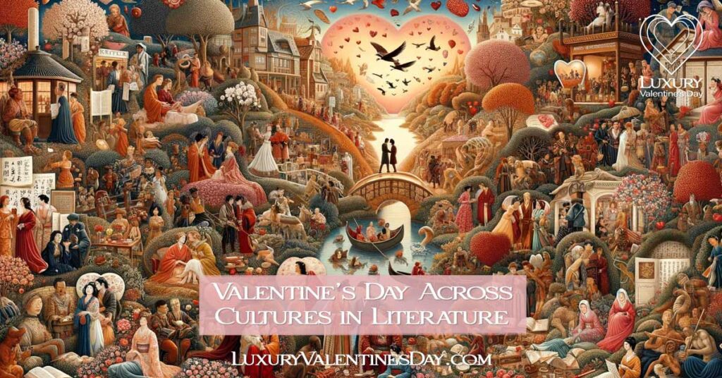 Collage of global Valentine's Day scenes from literature. | Luxury Valentine's Day