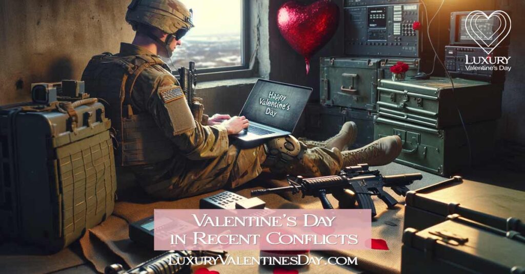 Modern Soldier Sending Valentine's Message via Laptop | Luxury Valentine's Day
