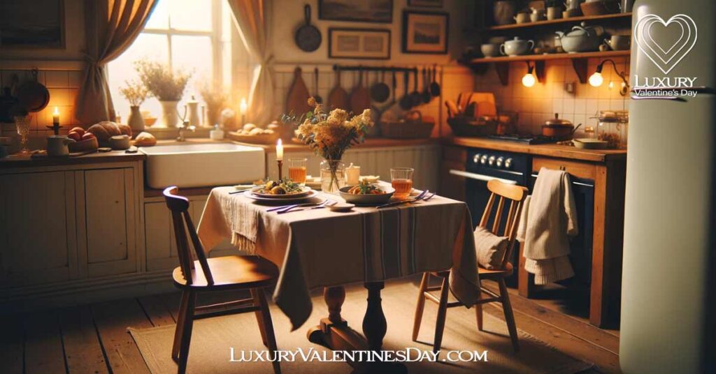 Budget Friendly Romantic Date Ideas: Intimate home-cooked dinner for two in a modest kitchen | Luxury Valentine's Day