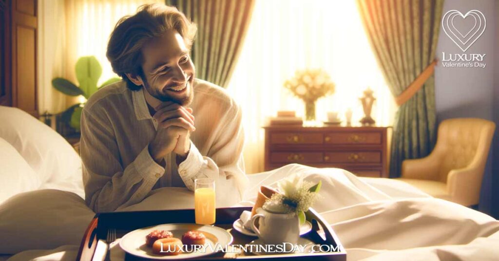 Examples Words of Affirmation: Romantic surprise of breakfast in bed, a gesture of appreciation and love. | Luxury Valentine's Day