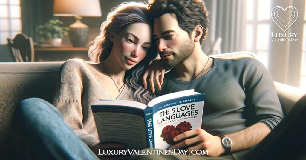 Couple reading 'The 5 Love Languages' book together. | Luxury Valentine's Day