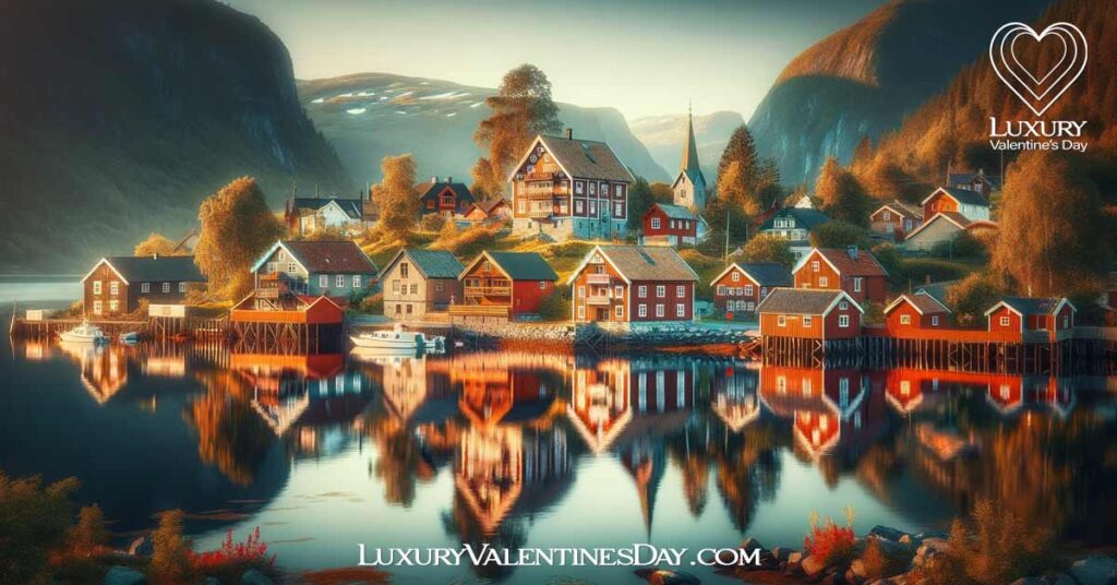 Traditional Norwegian village with historical buildings. | Luxury Valentine's Day