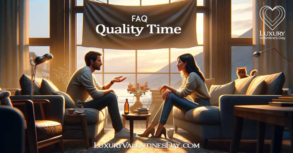 FAQs Quality Time: Couple engaged in a meaningful conversation about Quality Time Love Language. | Luxury Valentine's Day