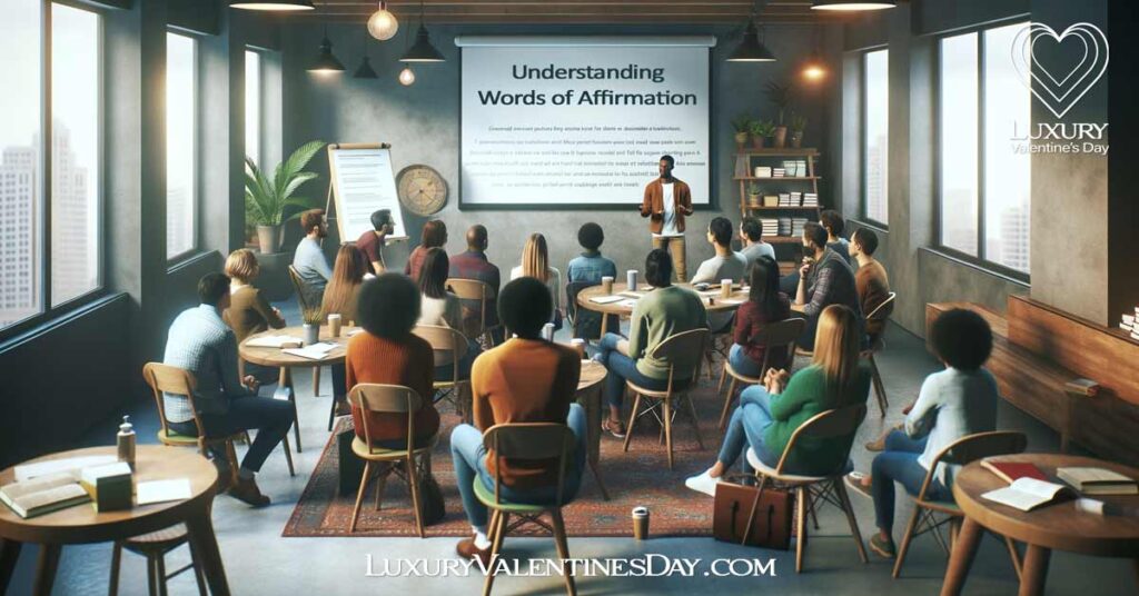 Diverse group engaged in a discussion about Words of Affirmation. | Luxury Valentine's Day