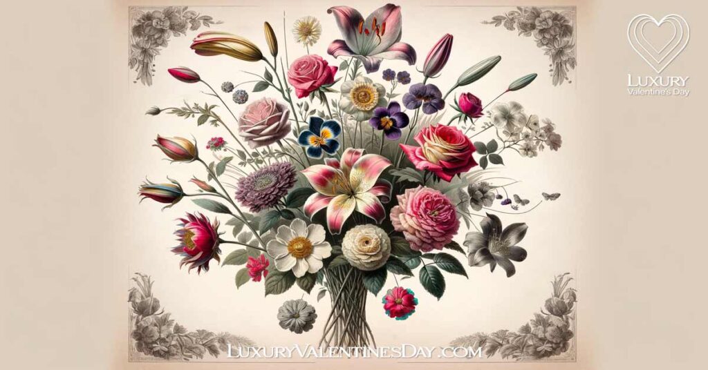 Victorian-era floral arrangement highlighting floriography. | Luxury Valentine's Day
