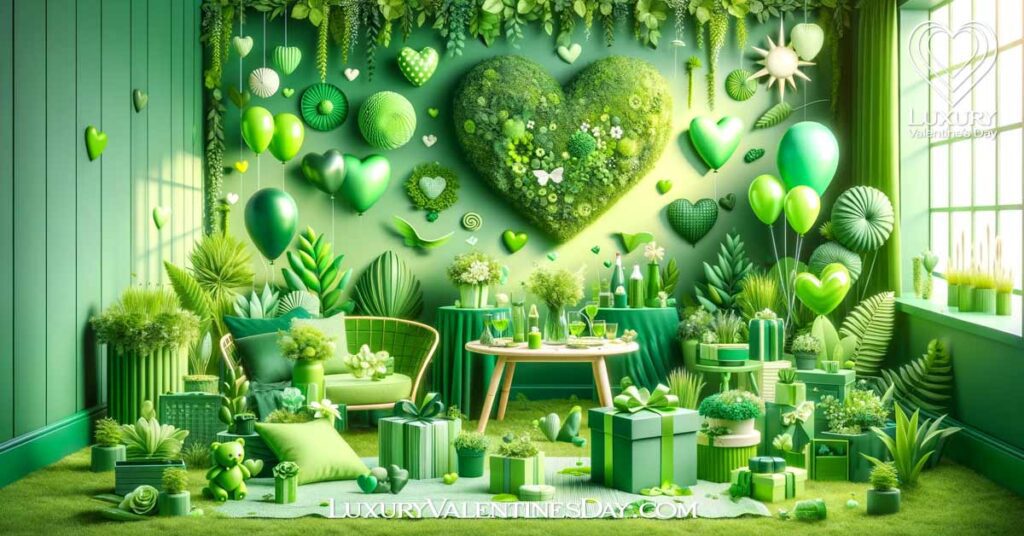 Vibrant green Valentine's Day scene symbolizing growth and renewal. | Luxury Valentine's Day