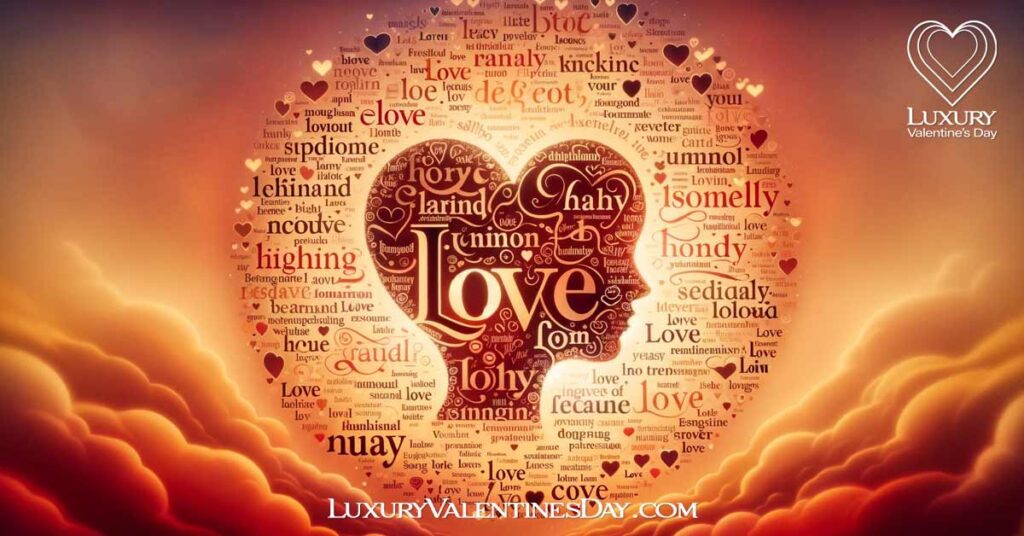 Words of love and affirmation floating in a warm, glowing background. | Luxury Valentine's Day