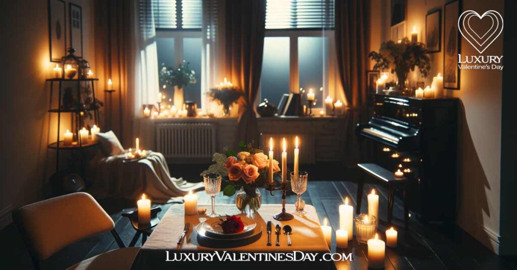 Indoor Romantic Valentine's Day Date Ideas: Cozy candlelit dinner for two in a romantic indoor setting | Luxury Valentine's Day