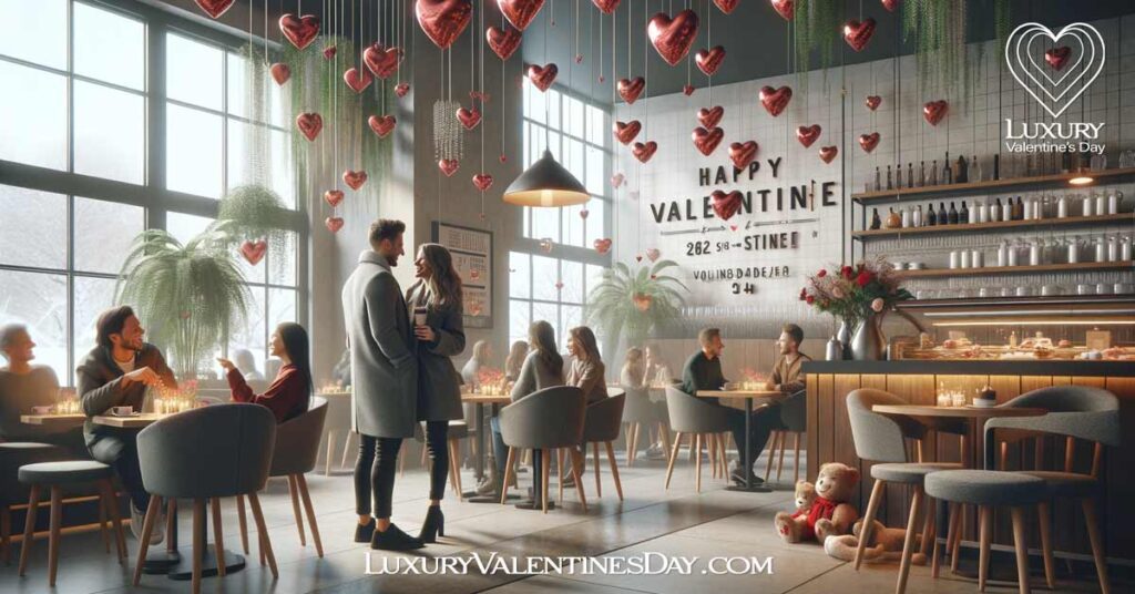 Contemporary Norwegian cafe decorated for Valentinsdagen. | Luxury Valentine's Day