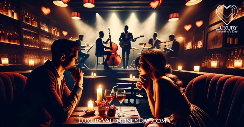 Musical Valentine's Day Date Ideas: Couple enjoying a romantic date at a jazz club on Valentine's Day | Luxury Valentine's Day