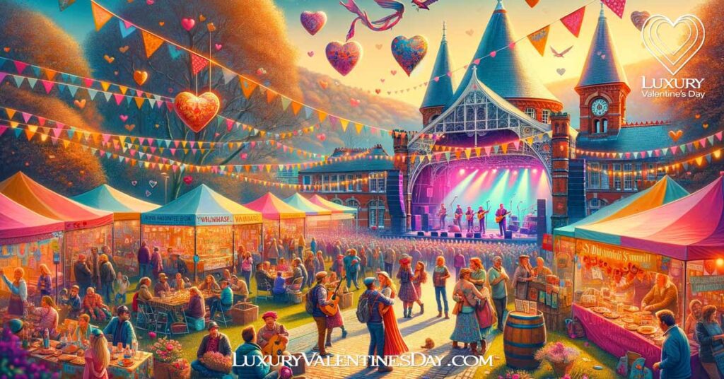 Vibrant outdoor festival for Valentine's Day in Wales. | Luxury Valentine's Day