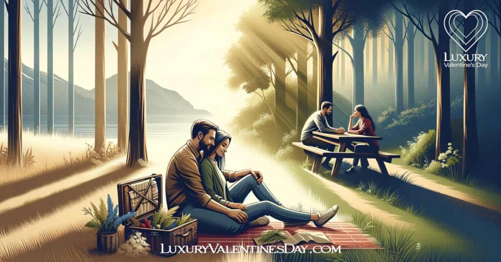 Role and Impact of Quality Time in Strengthening Relationships: Couple sharing a heartfelt moment in a natural outdoor setting. | Luxury Valentine's Day