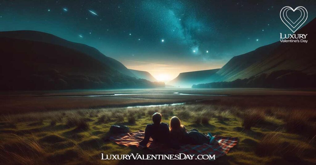Couple enjoying a romantic star gazing night in the Brecon Beacons. | Luxury Valentine's Day
