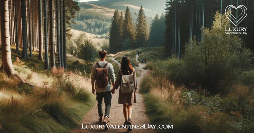 Valentine's Day Date Ideas for New Couple: New couple enjoying a nature walk on their Valentine's Day date | Luxury Valentine's Day