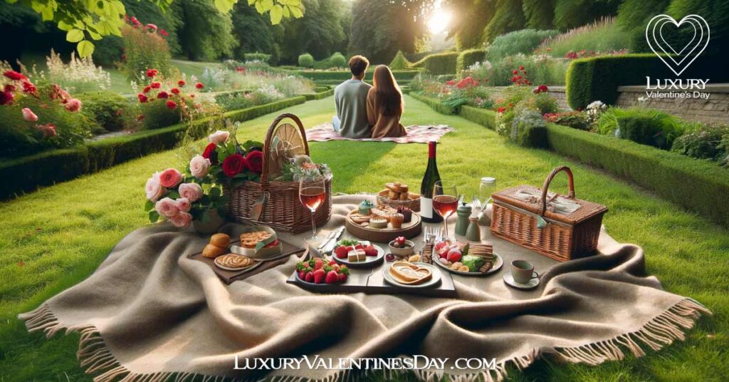 Valentine's Day Picnic Ideas: Romantic Valentine's Day picnic setup in a picturesque park | Luxury Valentine's Day