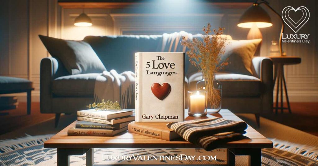 What are Words of Affirmation: Cozy reading nook with 'The 5 Love Languages' book, symbolizing learning about love languages | Luxury Valentine's Day