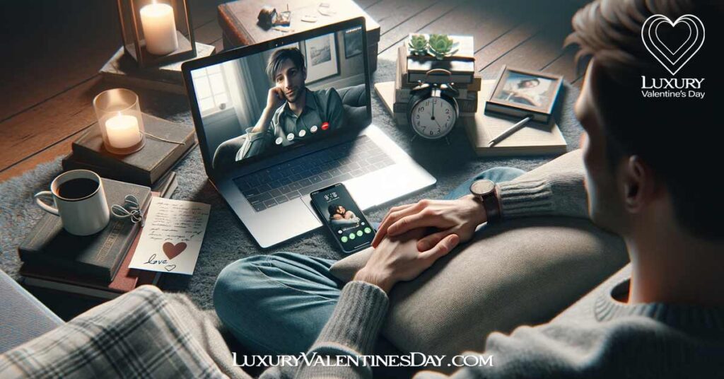 Person in a long-distance relationship on a video call. | Luxury Valentine's Day