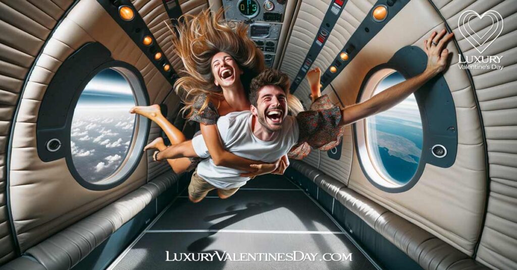 Adventure and Thrill Luxury Valentines Date Ideas: Couple experiencing zero-gravity flight | Luxury Valentine's Day