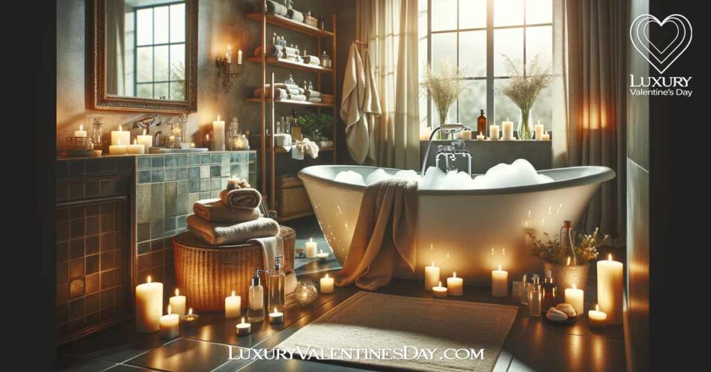 Bringing Luxury Home Luxury Valentines Date Ideas: Sophisticated home spa setup in a luxurious bathroom | Luxury Valentine's Day