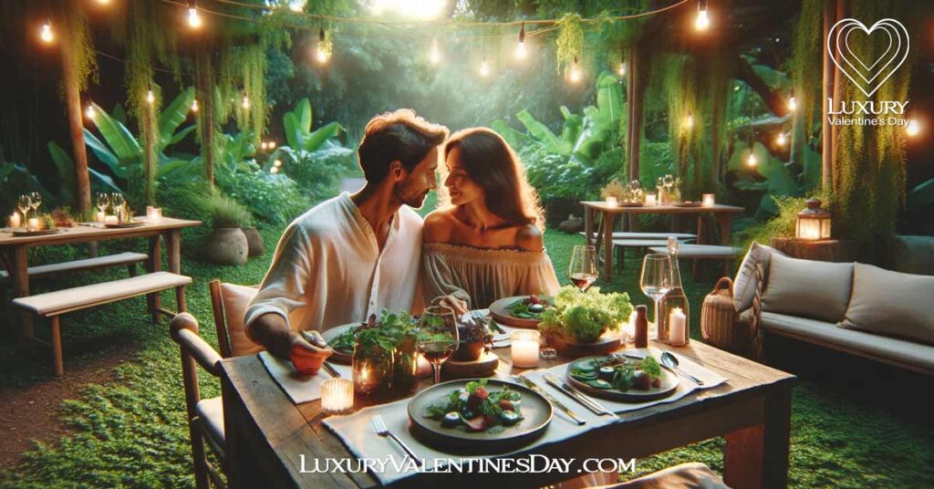 Eco Friendly Dining Date Ideas: Romantic outdoor dinner with organic, locally sourced food | Luxury Valentine's Day