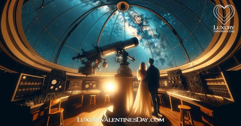 FAQs Creative Valentines Day Date Ideas: Couple at night sky observatory on Valentine's Day | Luxury Valentine's Day