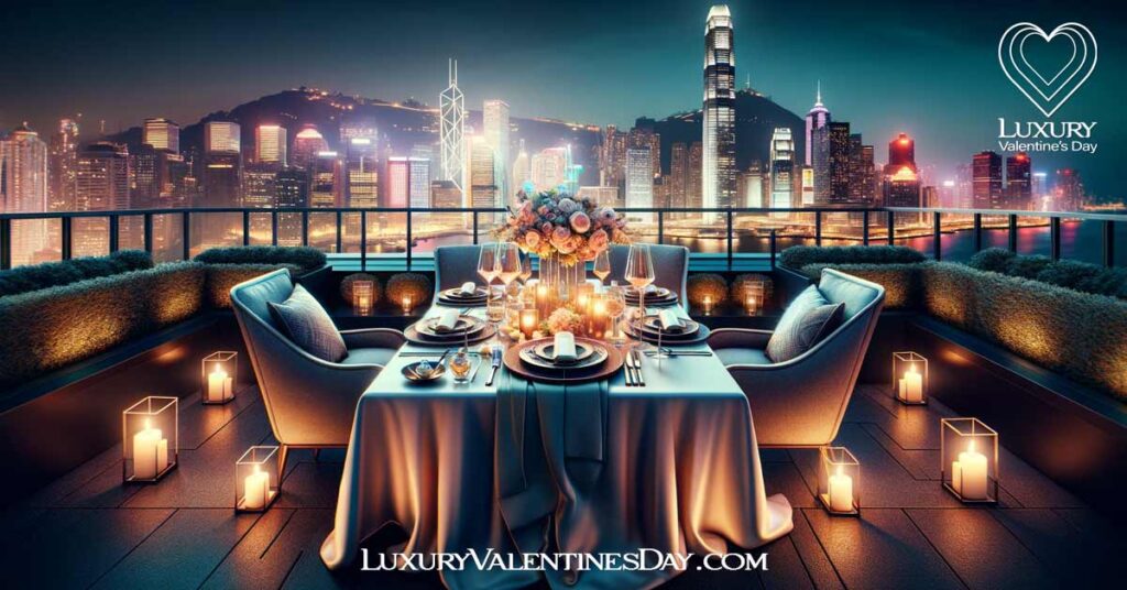 High End Urban Luxury Valentines Date Ideas: Luxurious rooftop dinner with city skyline view | Luxury Valentine's Day