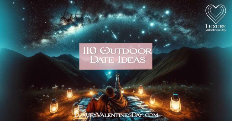 Outdoor Date Ideas: Couple stargazing in a mountain setting under a vivid night sky | Luxury Valentine's Day