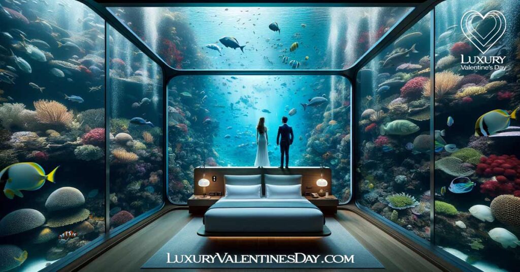 Unique Valentines Day Date Ideas: Underwater hotel room with marine life view | Luxury Valentine's Day