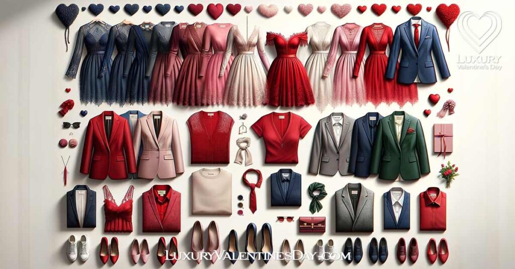 Colour Codes for the Perfect Valentine's Day Outfit: Valentine's Day outfits and accessories laid out | Luxury Valentine's Day