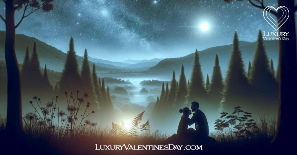 Embracing Physical Touch The Key to a Deeper Connection: Couple sharing a deep embrace under the stars | Luxury Valentine's Day