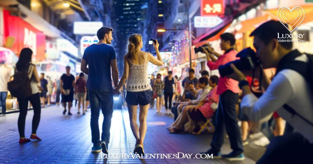 Embracing the Adventure of First Dates : Couple exploring city at night on first date| Luxury Valentine's Day