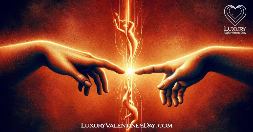FAQs Physical Touch For Guys: Hands reaching out to each other, symbolizing the physical touch love language. | Luxury Valentine's Day