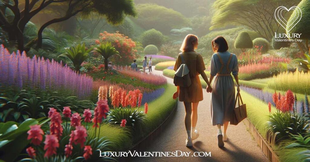 First Date Ideas for Women Her : Women exploring botanical garden on first date | Luxury Valentine's Day
