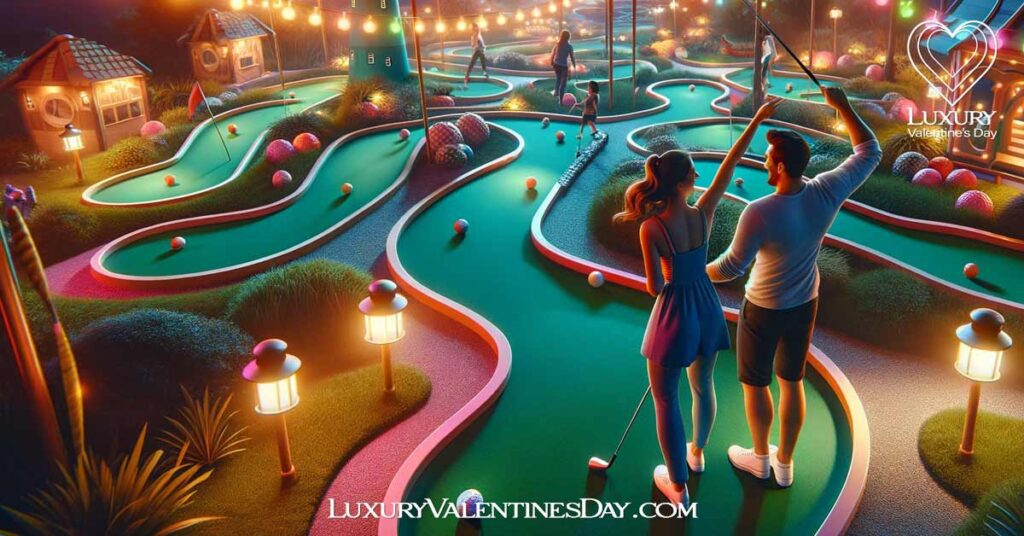 Fun Activities for a First Dates : Couple playing mini-golf on first date | Luxury Valentine's Day