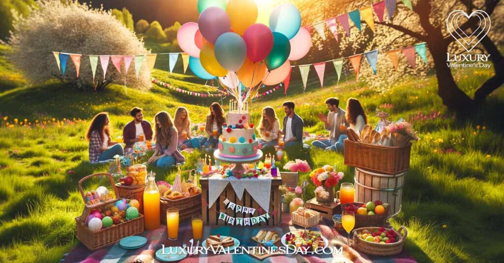 Picnic Ideas for Every Special Occasion : Festive birthday picnic in a colorful spring meadow | Luxury Valentine's Day