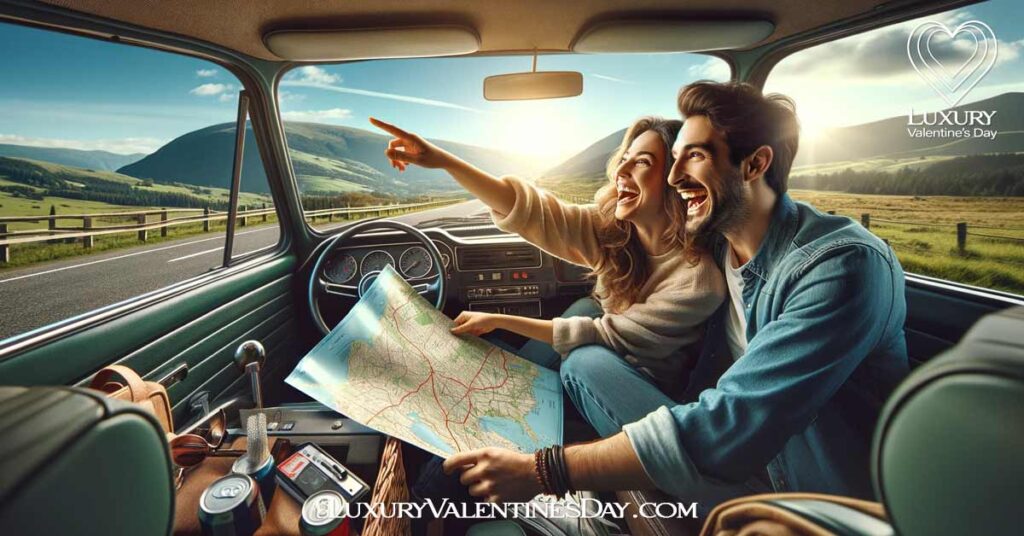 Spontaneous First Date Ideas : Couple on spontaneous road trip first date | Luxury Valentine's Day