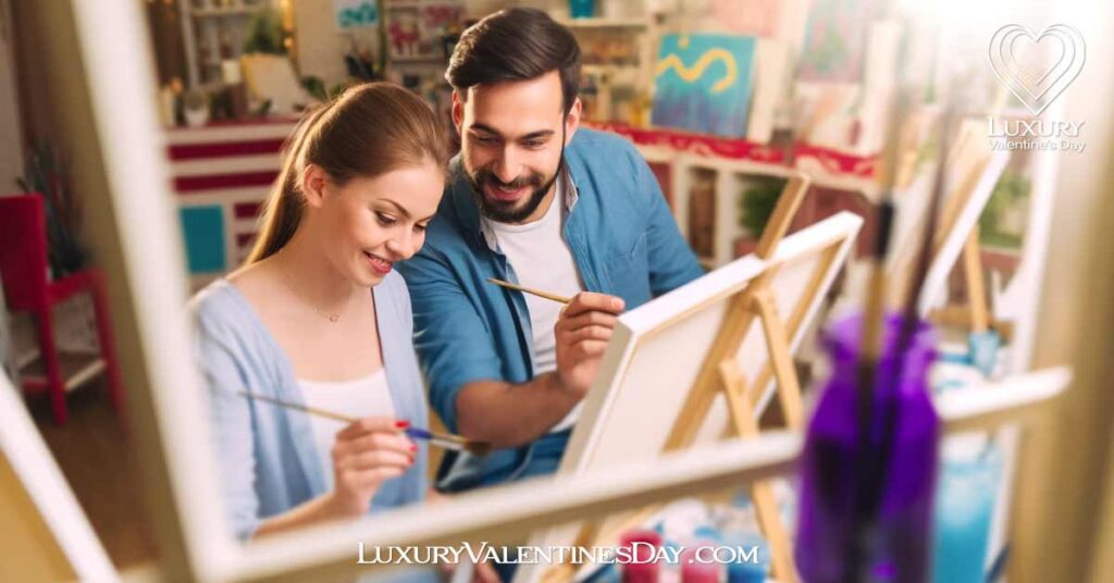 Crafting the Perfect Second Date : Couple engaging in a creative art workshop together| Luxury Valentine's Day