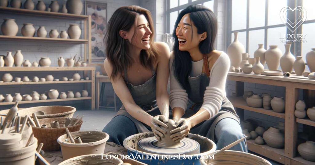 Creative First Date Ideas That Arent Awkward : Lesbian couple in a pottery class. | Luxury Valentine's Day