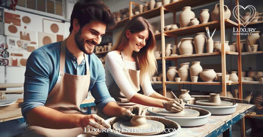 Creative Second Date Ideas : Couple attending a pottery class together | Luxury Valentine's Day