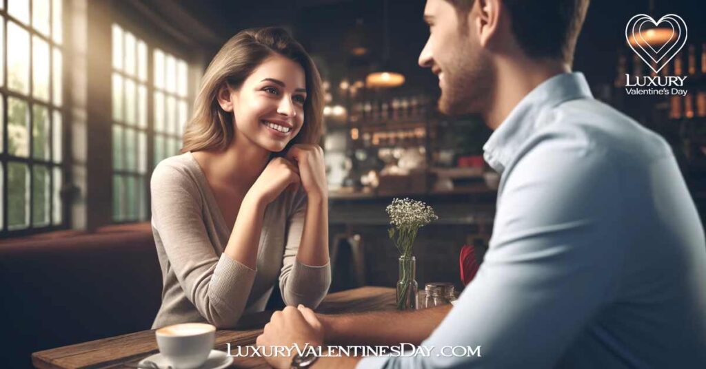Essential Etiquette for a First Date: Couple engaging in polite conversation at a cafe | Luxury Valentine's Day