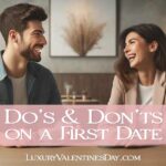 First Date Do's and Don'ts : Young man and woman laughing on a first date in a cozy coffee shop | Luxury Valentine's Day